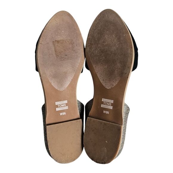 TOMS Jutti D'Orsay Black Suede Metallic Woven Flats - Size 9 1/2 - Picture 5 of 8